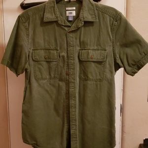 Forest green small mens casual button up